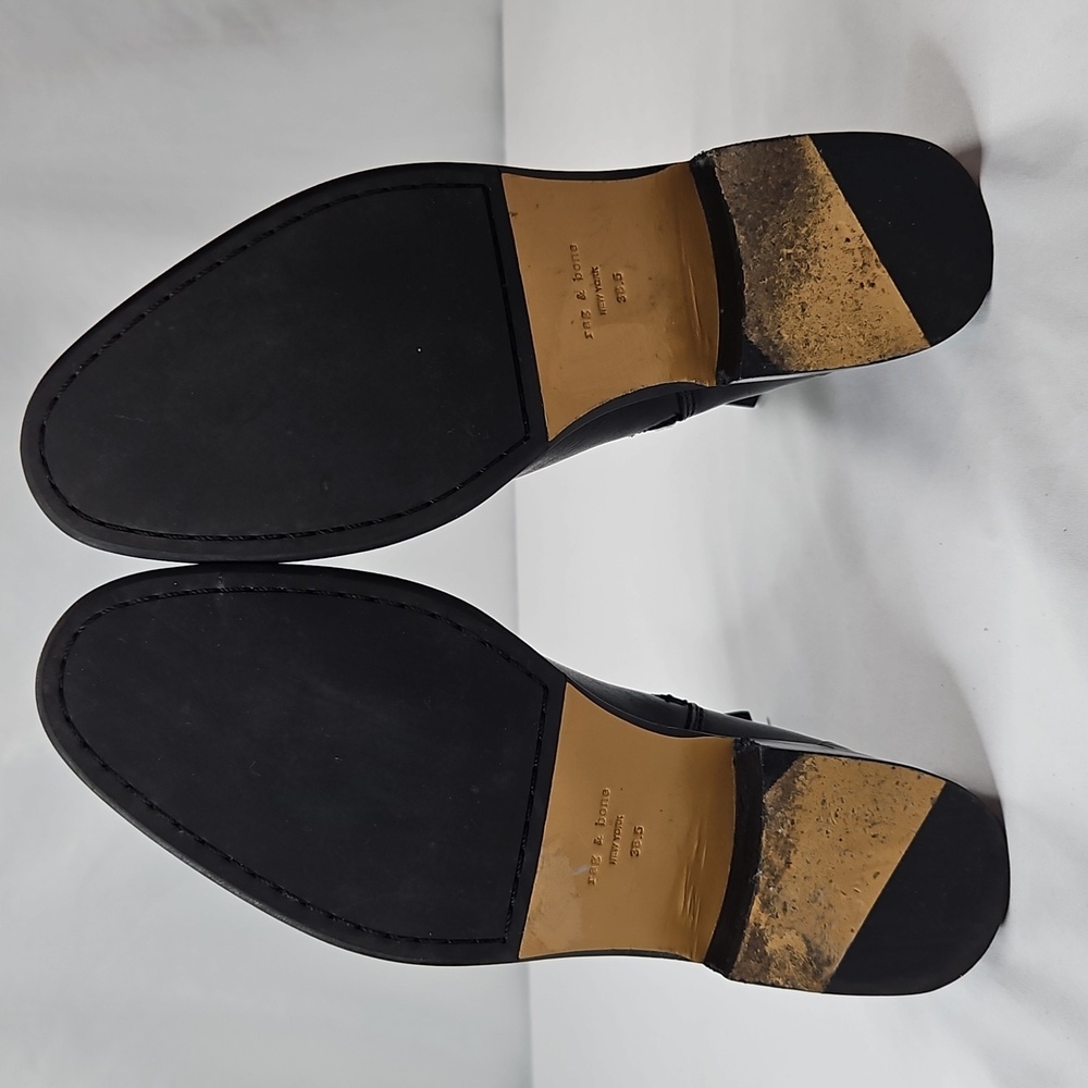 Rag & Bone Abel Moto Black Leather Boots Size 38.5 US Size 8.5 - Picture 13 of 14